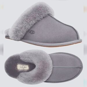 UGG Scuffette II Suede Shearling Fur Lined Slippers Glacier Gray Size 9
